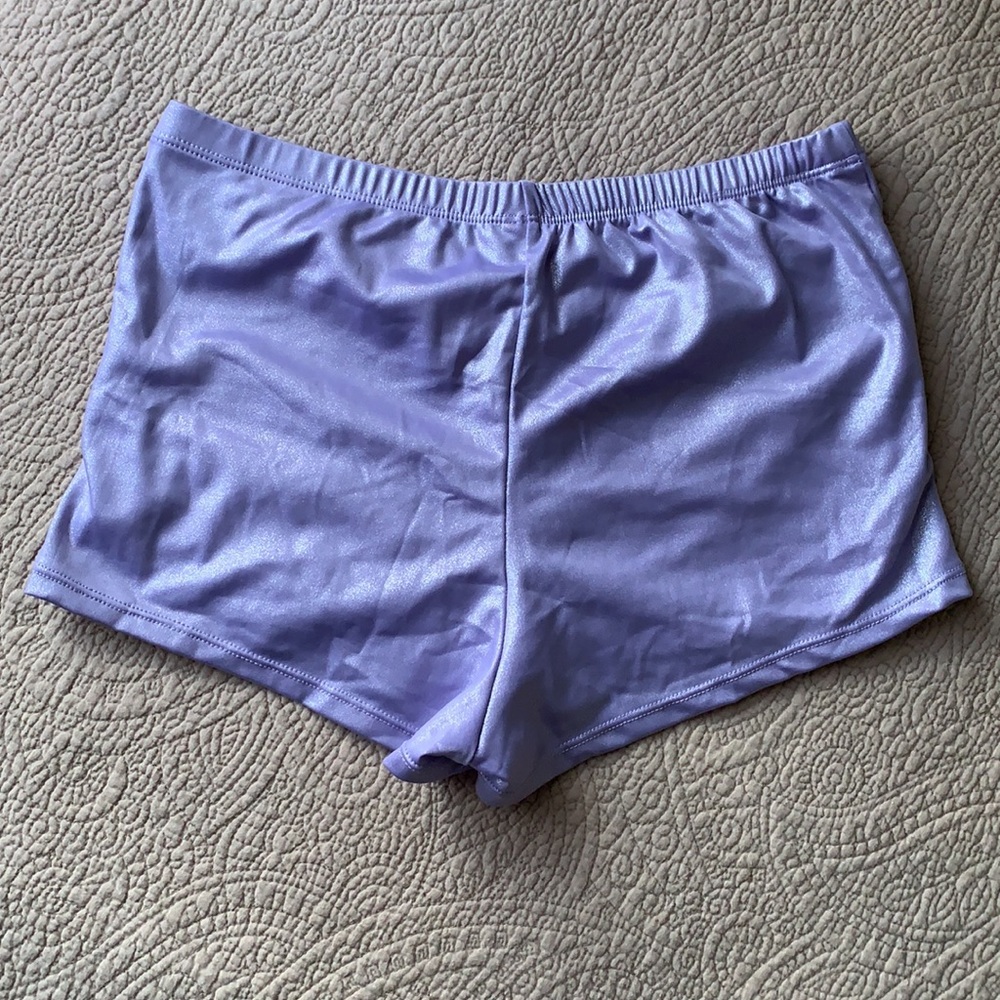 Shiny Ruched High Waisted Shorts - Picture 5 of 7